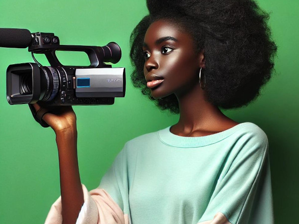 Lady with cam recorder